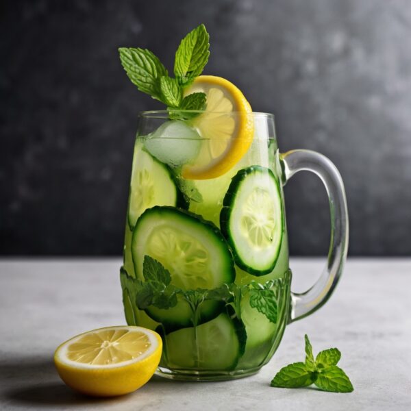 cucumber drink with lemon and mint